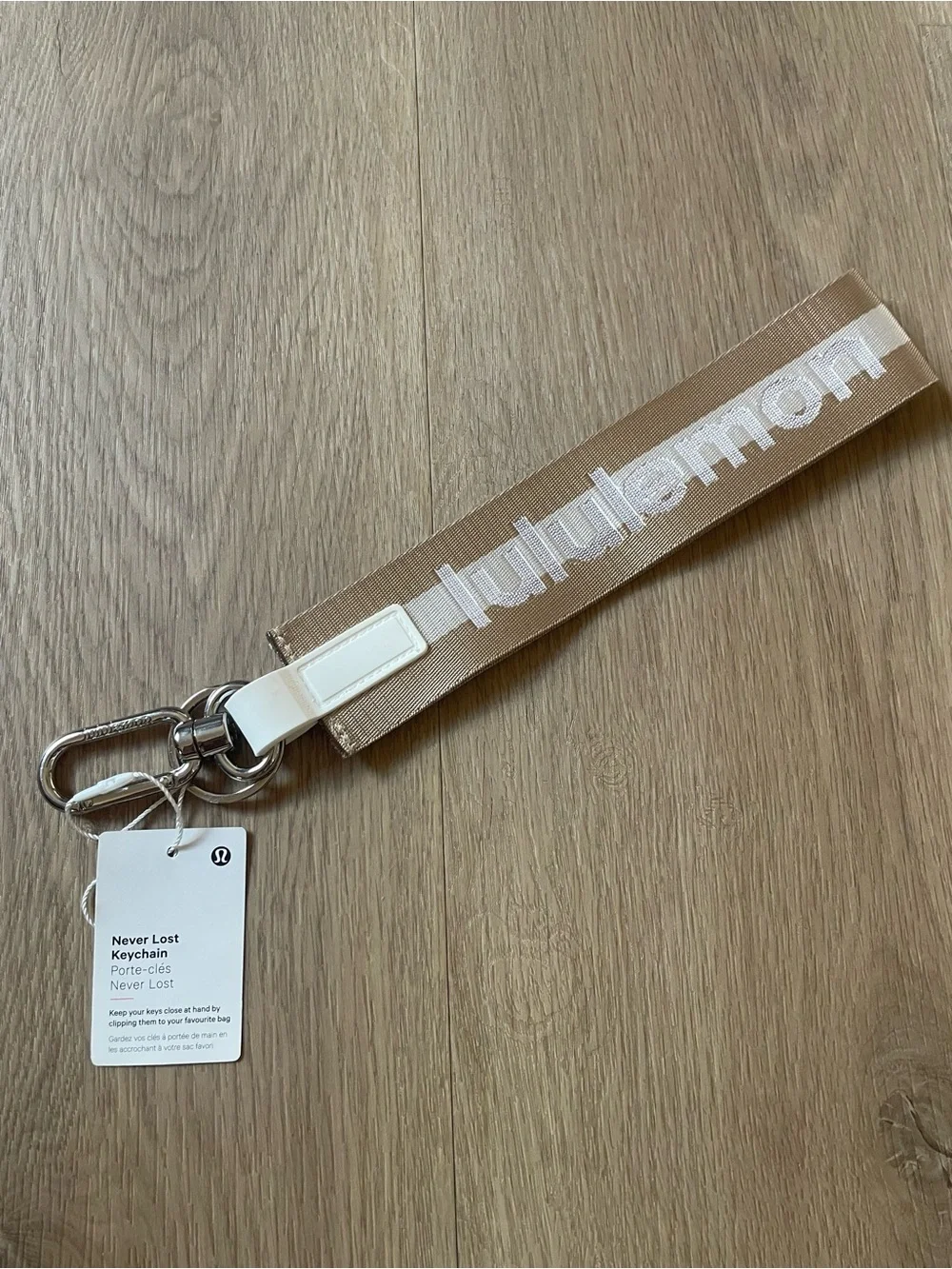 lululemon athletica Never Lost Keychain Strap - Tan with White Logo